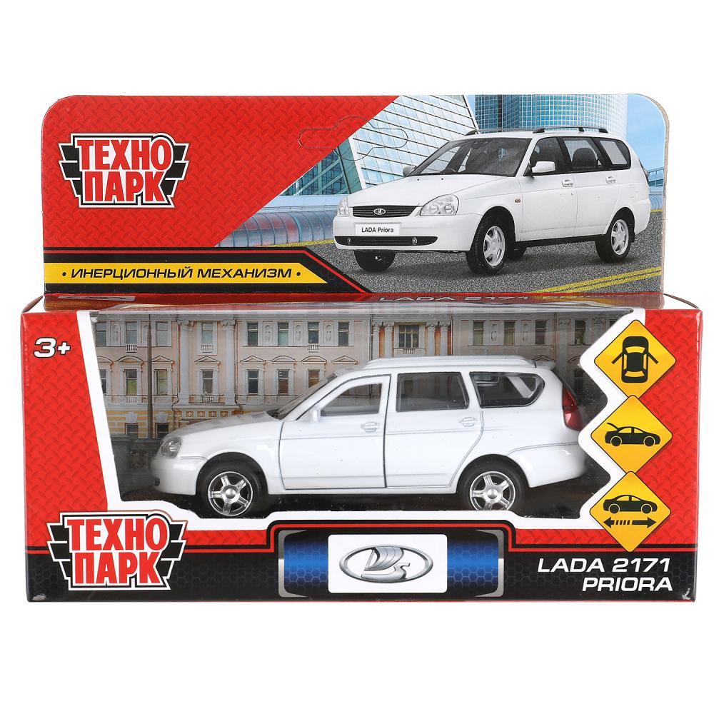ТехноПарк Металлическая инерционная модель ВАЗ-2171 LADA Priora, белый, 12 см., фото 1