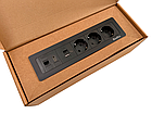 Shelbi Настольный встраиваемый блок на 3 розетки 220B, USB, Type-C, RJ45, HDMI, чёрный, фото 4