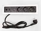 Shelbi Настольный встраиваемый блок на 3 розетки, USB, Type-C, RJ45, HDMI, серебро, фото 7