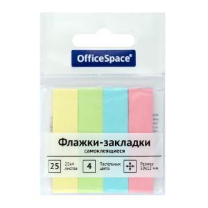 Флажки-закладки OfficeSpace, 50*12мм, 25л*4 пастельных цвета, европодвес