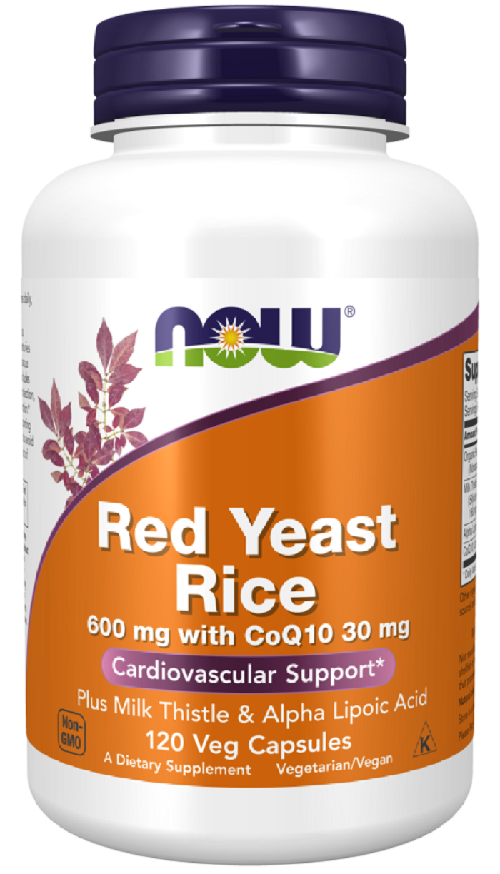 Red Yeast Rice 600 mg with CoQ10 30 mg, 120 veg.caps, NOW - фото 1 - id-p110980190