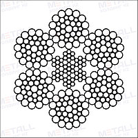 ГОСТ 14954 (Г-Ж) Канат грузоподъемный двойной свивки типа лк-р оцинкованная сталь, D6.7 1м (6x19)