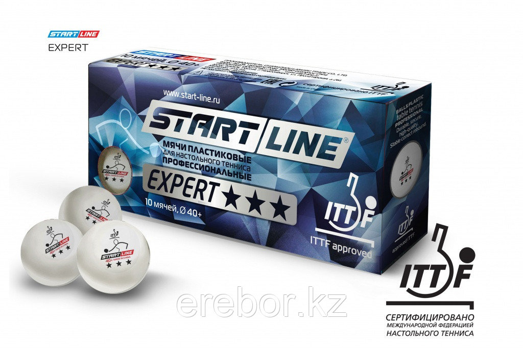 Шарики для настольного тенниса EXPERT 3* ITTF (10 мячей в упаковке, белые) - фото 1 - id-p111772978