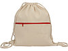 Рюкзак-мешок хлопковый Lark с цветной молнией, натуральный/красный, фото 3