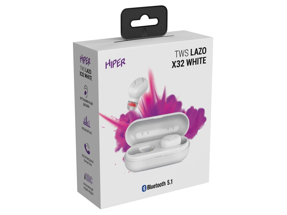 Наушники HIPER TWS Lazo X32 White (HTW-LX32) Bluetooth 5.1 гарнитура, Белый - фото 5 - id-p111774955