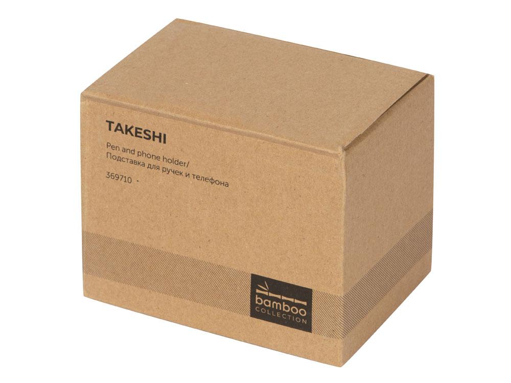 Подставка для ручек и телефона из бамбука Takeshi, серый - фото 7 - id-p111774983