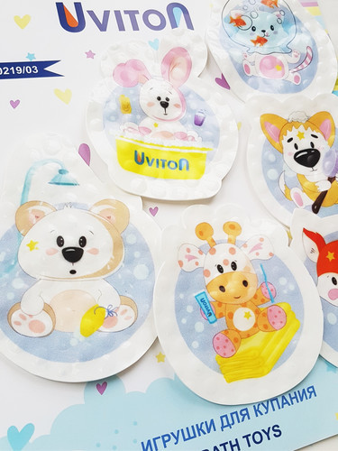 Игрушки для купания на присосках (6 шт) Uviton,  BPA-free, фото 1