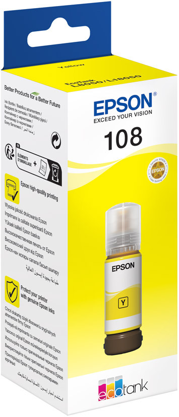 Epson C13T09C44A Чернила 108 EcoTank для для Epson L8050/L18050, 70 мл, желтые - фото 1 - id-p111776760