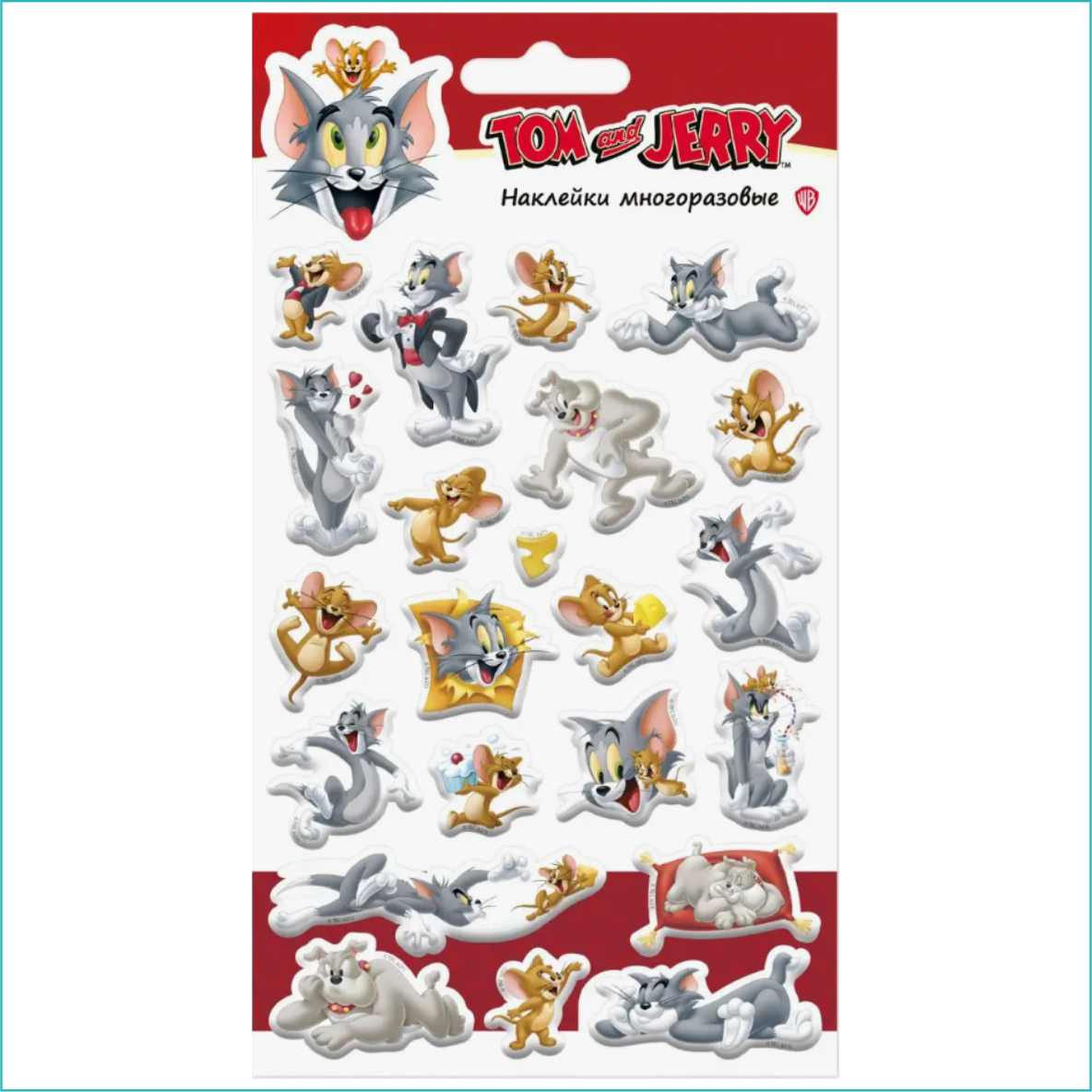 Набор объемных 3D наклеек (Стикерпак) "Том и Джерри" (Tom & Jerry) - фото 3 - id-p111777120