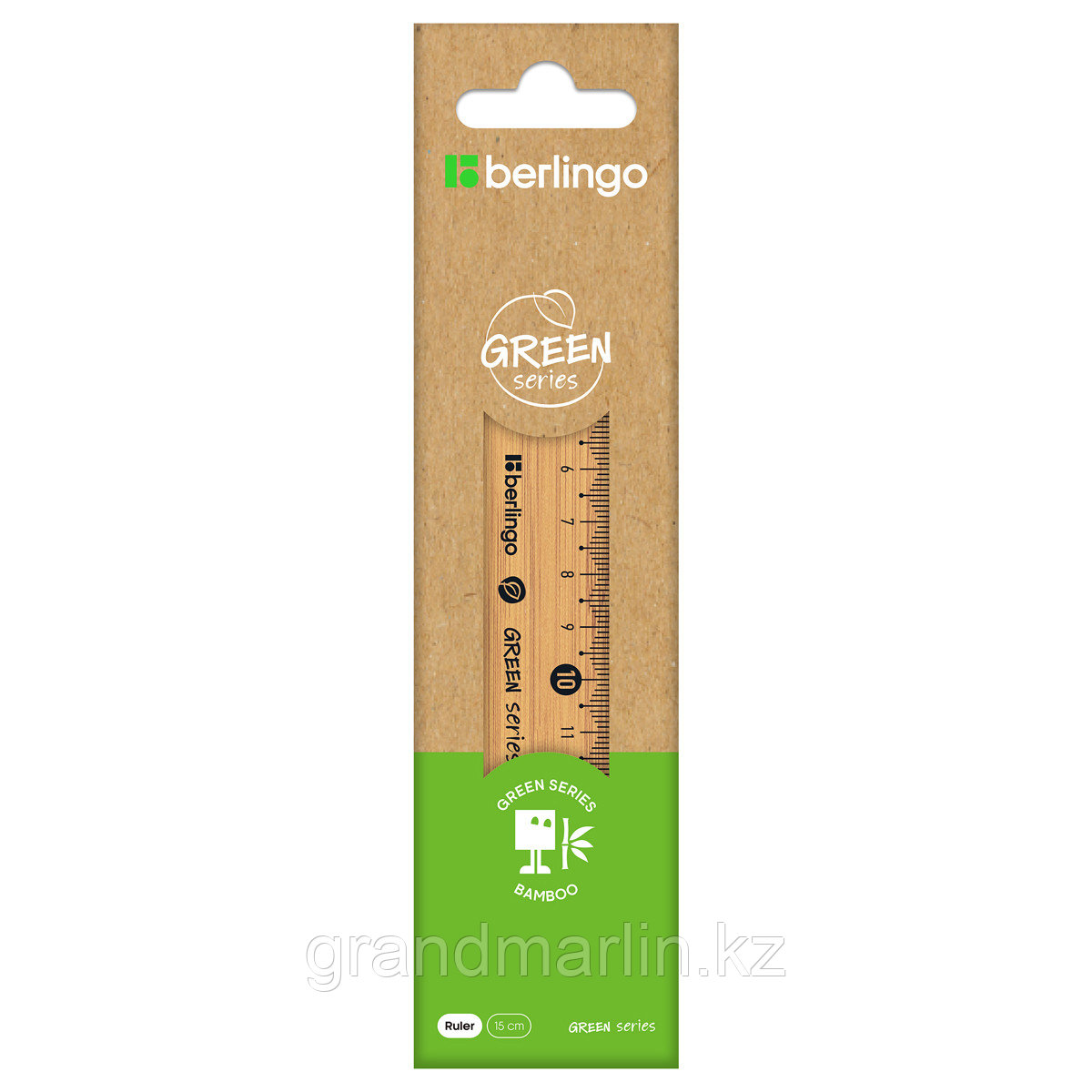 Линейка 15см Berlingo "Green Series", бамбук, европодвес - фото 4 - id-p105276847