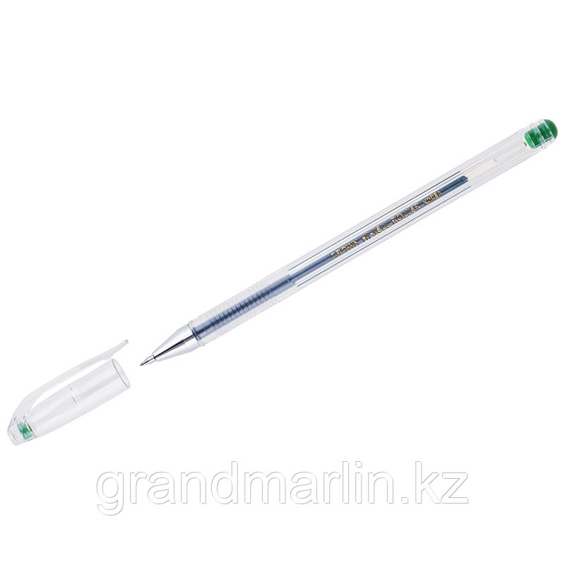 Ручка гелевая Crown "Hi-Jell" зеленая 0,5мм, штрих-код - фото 1 - id-p111777548