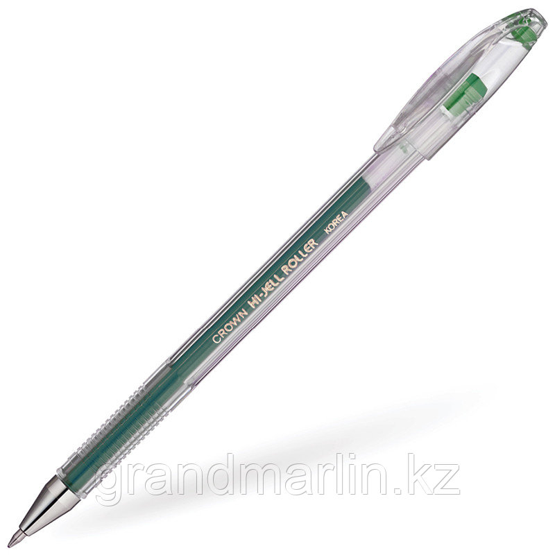 Ручка гелевая Crown "Hi-Jell" зеленая 0,5мм, штрих-код - фото 2 - id-p111777548