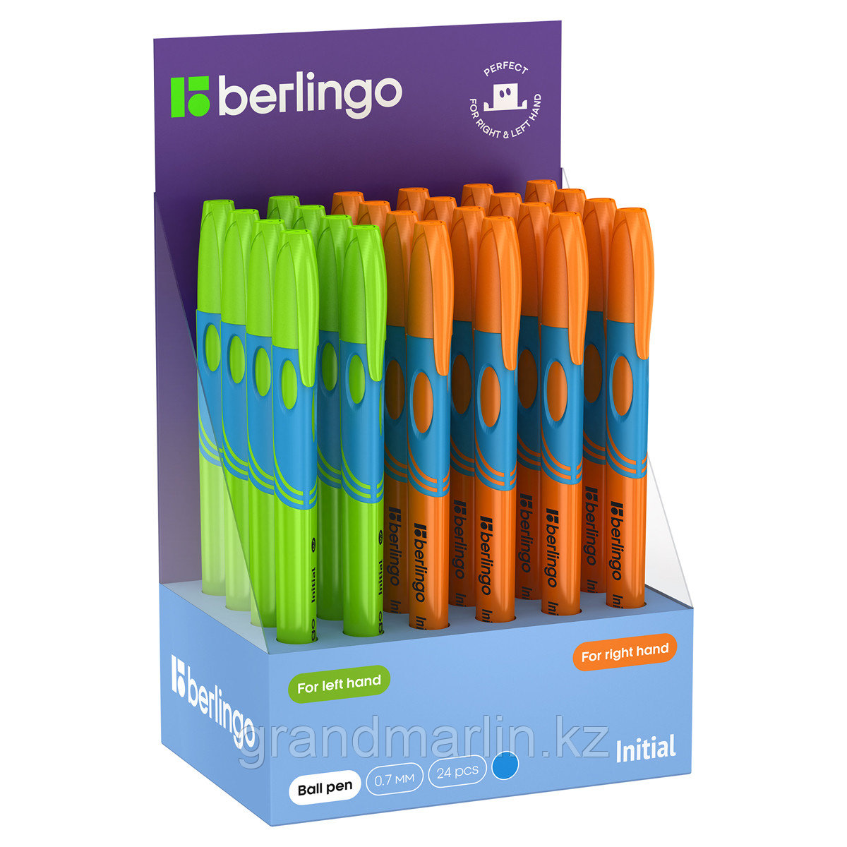Ручка шариковая Berlingo "Initial" светло-синяя, 0.7мм, для левшей и правшей (ассорти) - фото 3 - id-p111777552