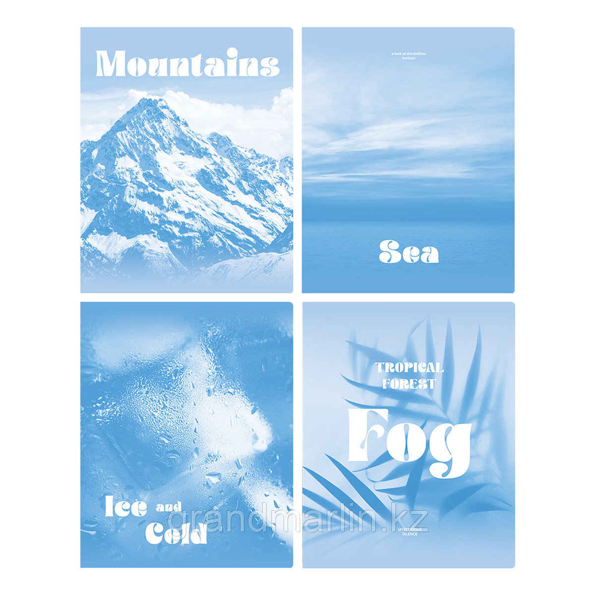 Тетрадь 96л., А5, клетка BG "Blue collection", soft-touch ламинация, фото 1