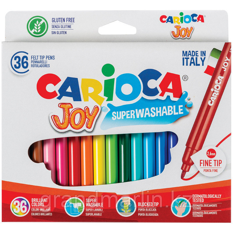 Фломастеры Carioca "Joy", 30цв., 36шт., смываемые, картон, европодвес - фото 1 - id-p111777603