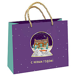 Пакет подарочный 23*18*10см MESHU "Новогодний шар",отд.фольгой, с конфетти