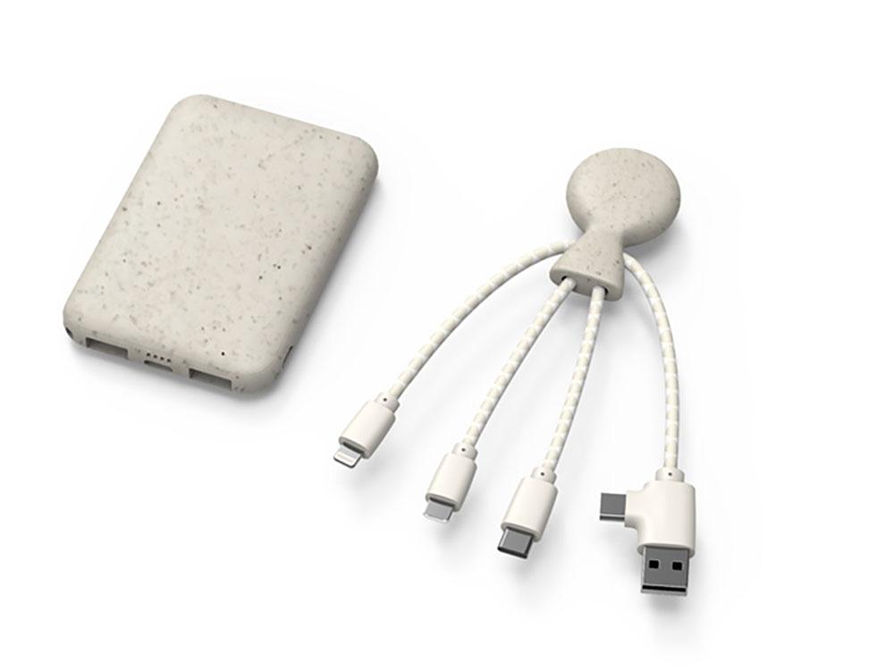 Портативное зарядное устройство BioPack c кабелем Mr. Bio, 5000 mAh, белый - фото 2 - id-p111796000