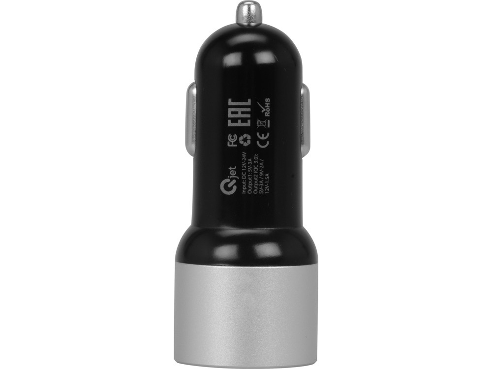 Адаптер автомобильный USB с функцией быстрой зарядки QC 3.0 TraffIQ, черный/серебристый - фото 5 - id-p111793031