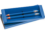 Набор Даллас: ручка шариковая, карандаш с ластиком в футляре, синий, фото 2