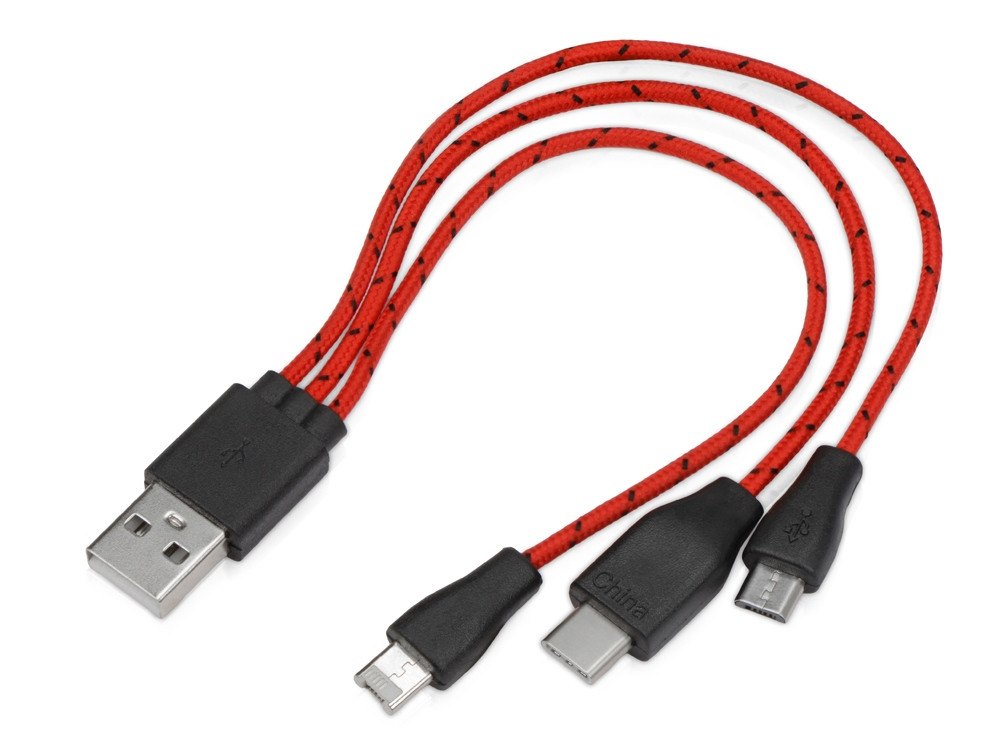 Набор с наушниками и зарядным кабелем 3-в-1 In motion, красный - фото 3 - id-p111793093