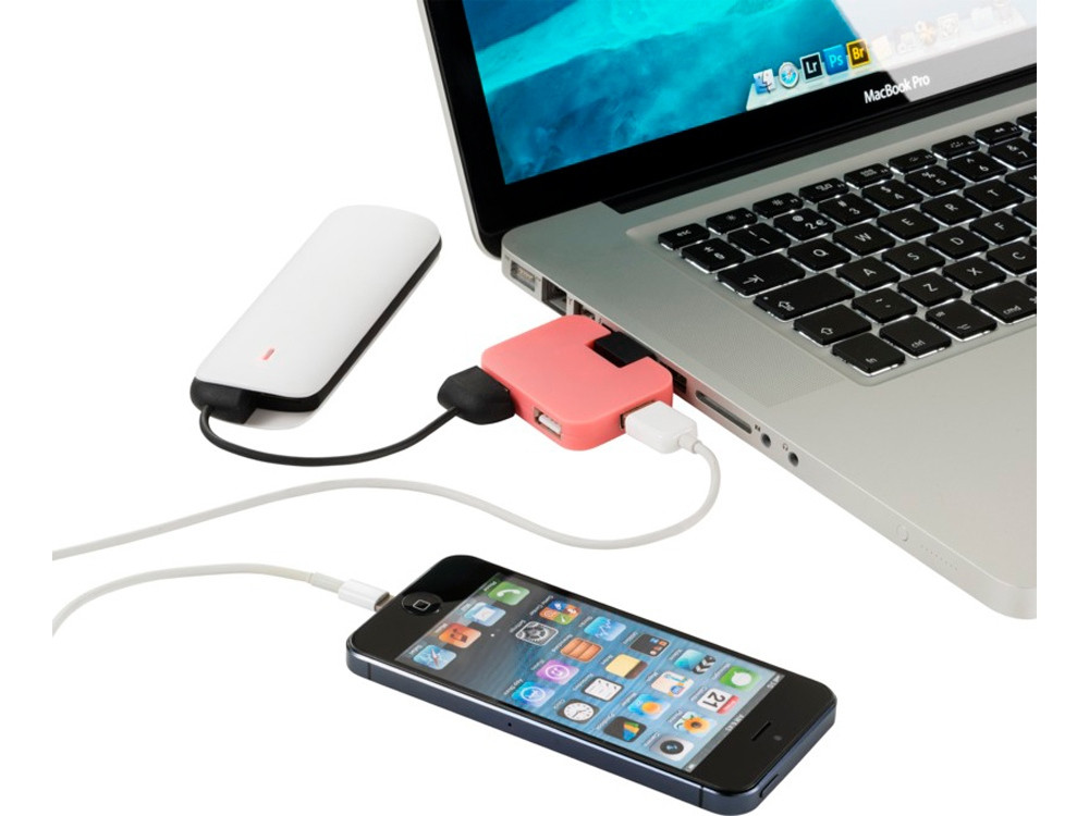 USB Hub Gaia на 4 порта, розовый - фото 5 - id-p111785109