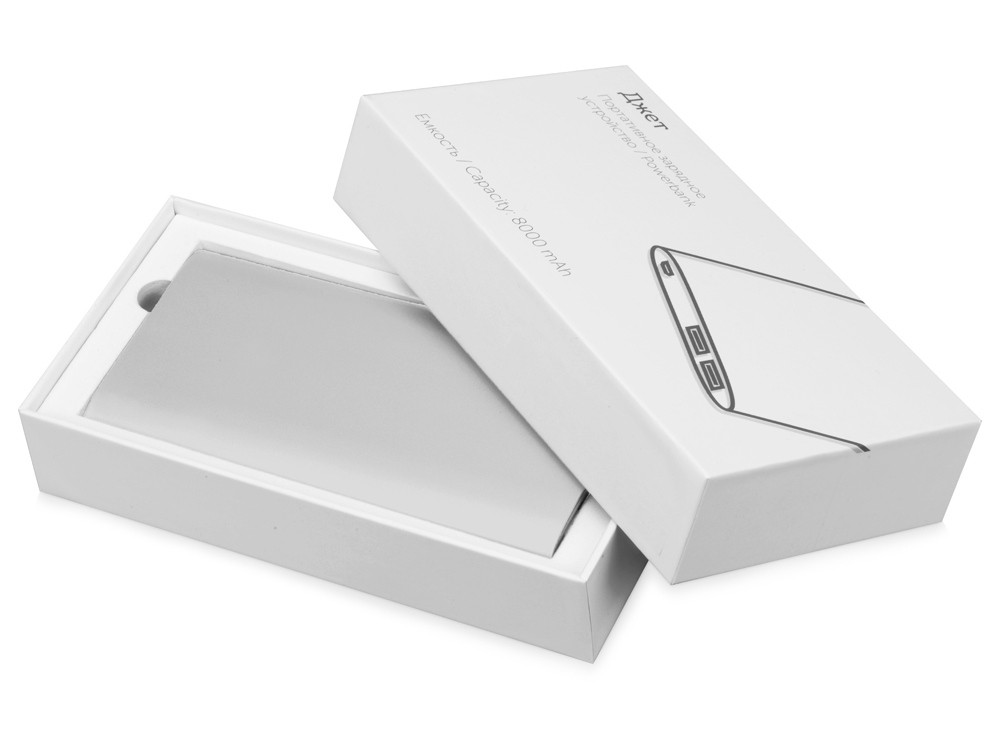 Портативное зарядное устройство Джет с 2-мя USB-портами, 8000 mAh, серебристый - фото 6 - id-p111786101