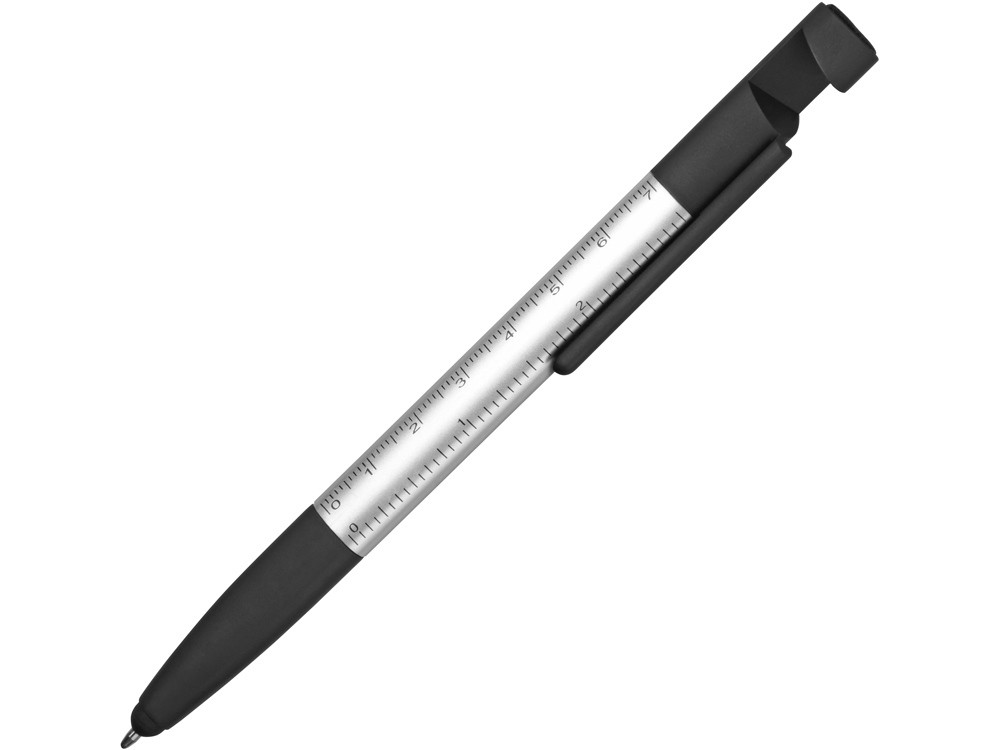 Ручка-стилус пластиковая шариковая многофункциональная (6 функций) Multy, серебристый - фото 1 - id-p111807093