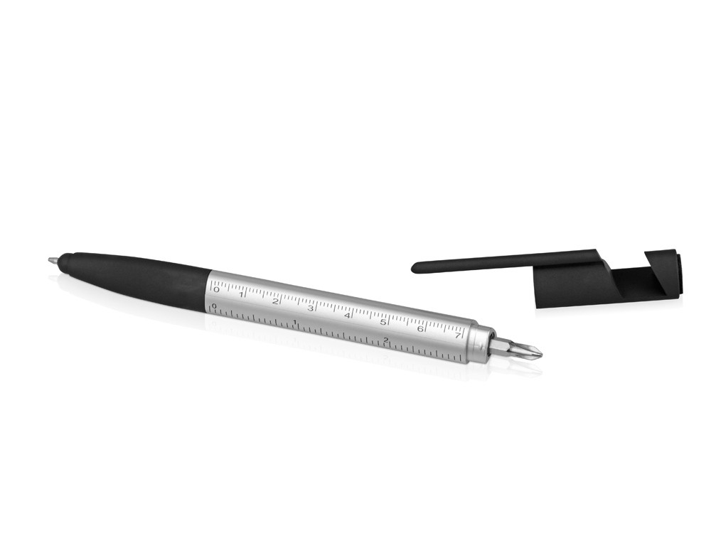 Ручка-стилус пластиковая шариковая многофункциональная (6 функций) Multy, серебристый - фото 6 - id-p111807093
