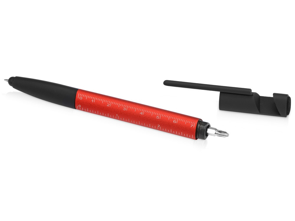 Ручка-стилус пластиковая шариковая многофункциональная (6 функций) Multy, красный - фото 6 - id-p111807097