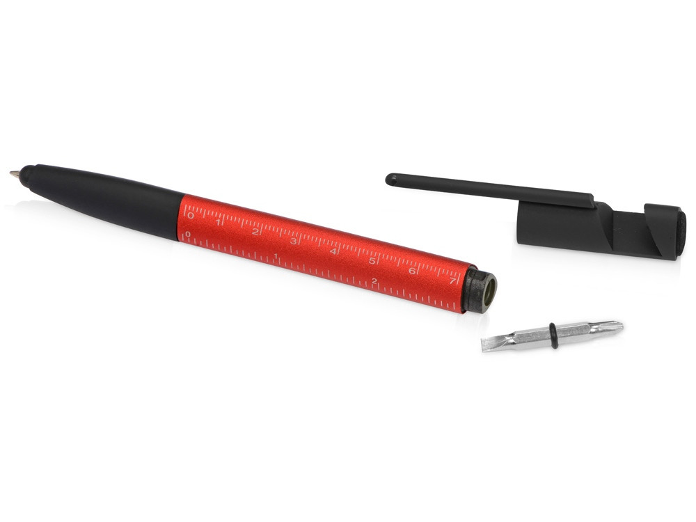Ручка-стилус пластиковая шариковая многофункциональная (6 функций) Multy, красный - фото 7 - id-p111807097