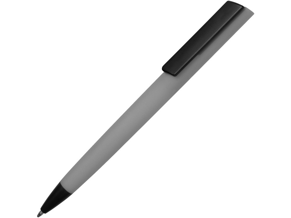 Ручка пластиковая soft-touch шариковая Taper, серый/черный - фото 1 - id-p111789136