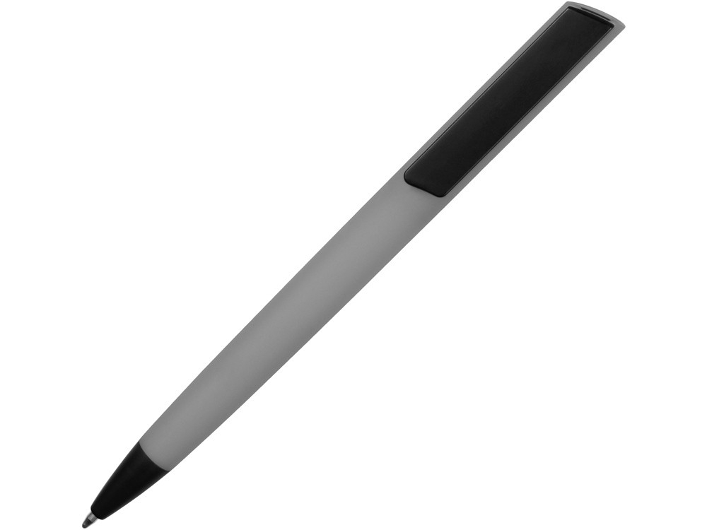 Ручка пластиковая soft-touch шариковая Taper, серый/черный - фото 2 - id-p111789136