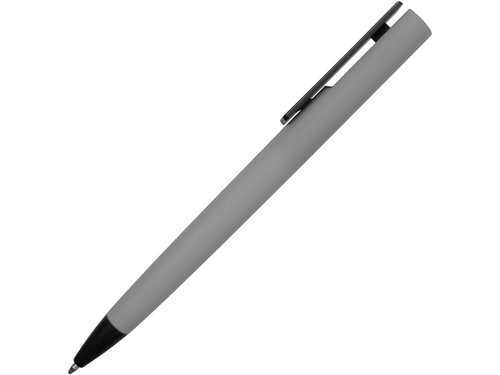 Ручка пластиковая soft-touch шариковая Taper, серый/черный - фото 3 - id-p111789136