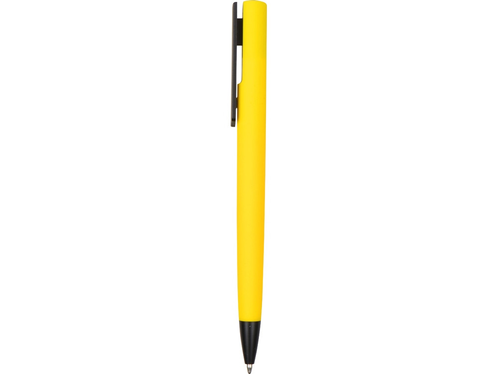 Ручка пластиковая soft-touch шариковая Taper, желтый/черный - фото 3 - id-p111789140