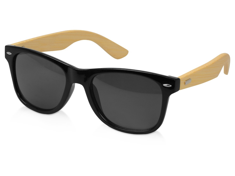 Солнцезащитные очки Rockwood с бамбуковыми дужками в сером футляре, черный - фото 1 - id-p111814206