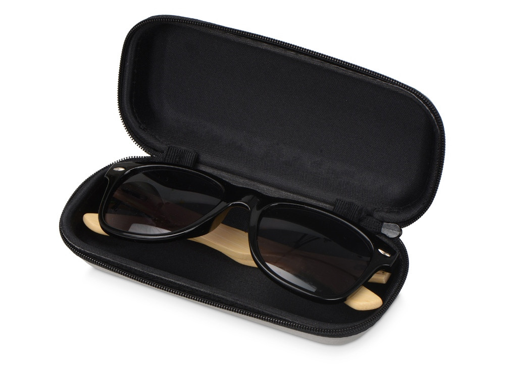 Солнцезащитные очки Rockwood с бамбуковыми дужками в сером футляре, черный - фото 7 - id-p111814206