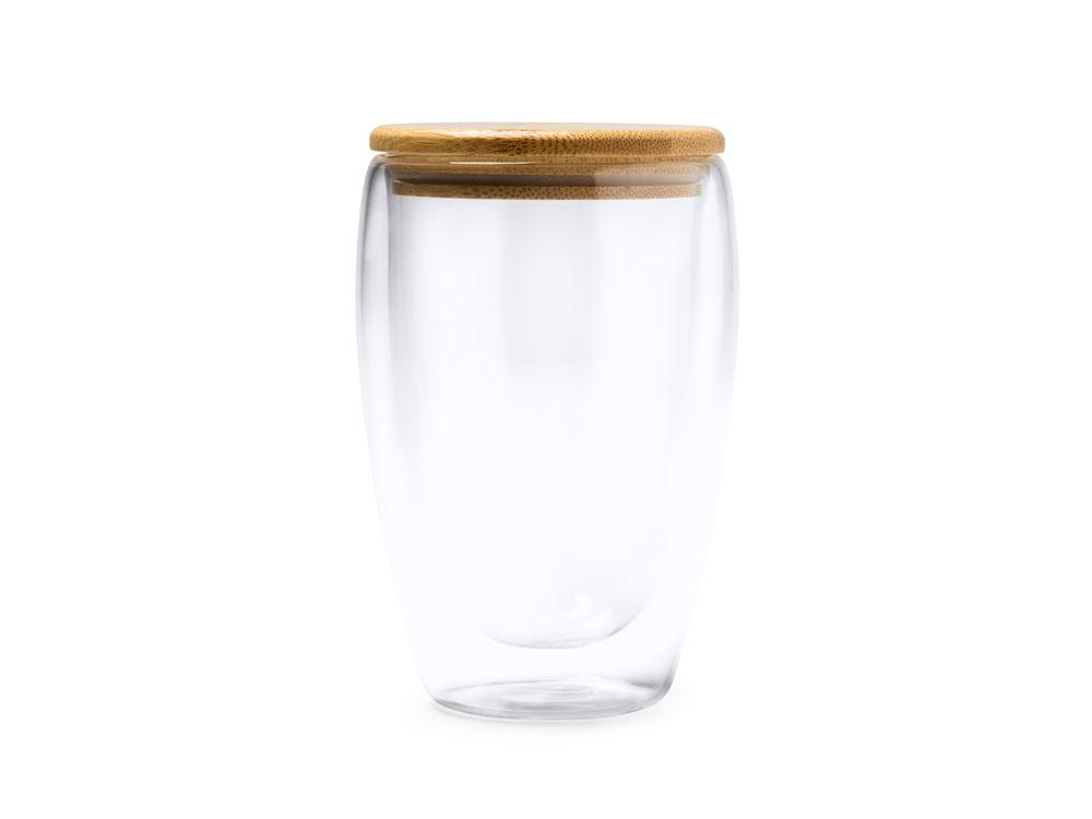 Двустенный стакан VERTUS из боросиликатного стекла с бамбуковой крышкой, 350 мл - фото 4 - id-p111821251