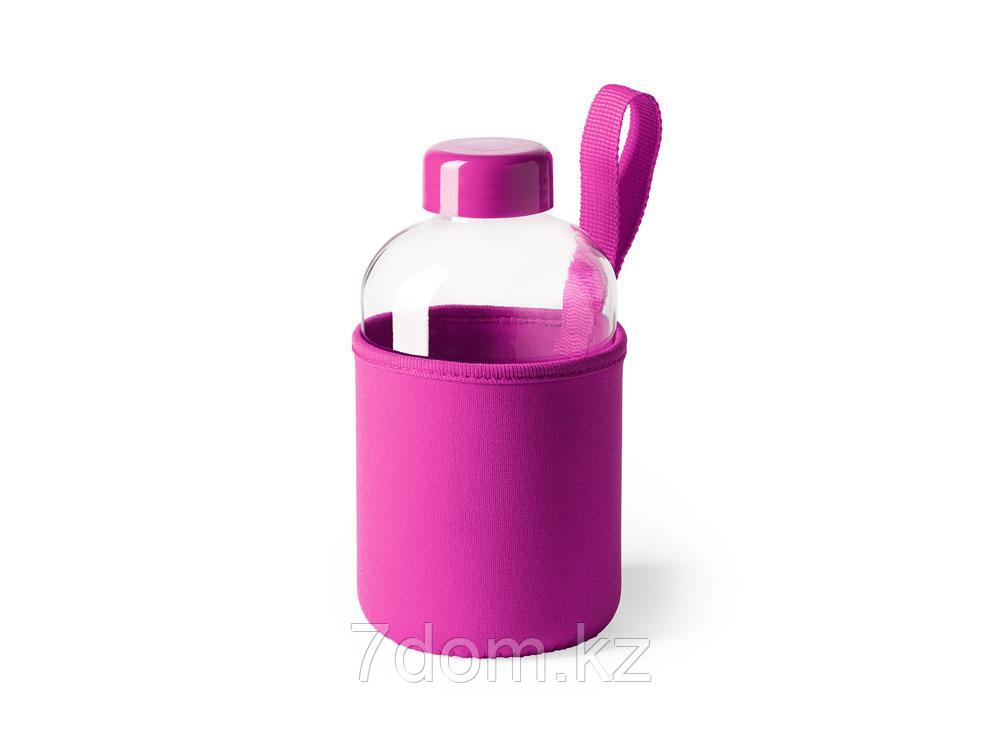 Бутылка стеклянная KASTER в неопреновом чехле, 600 мл, фуксия, фото 1