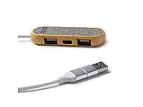 USB-хаб BADOC с корпусом из бамбука и ткани RPET, серый меланж, фото 2