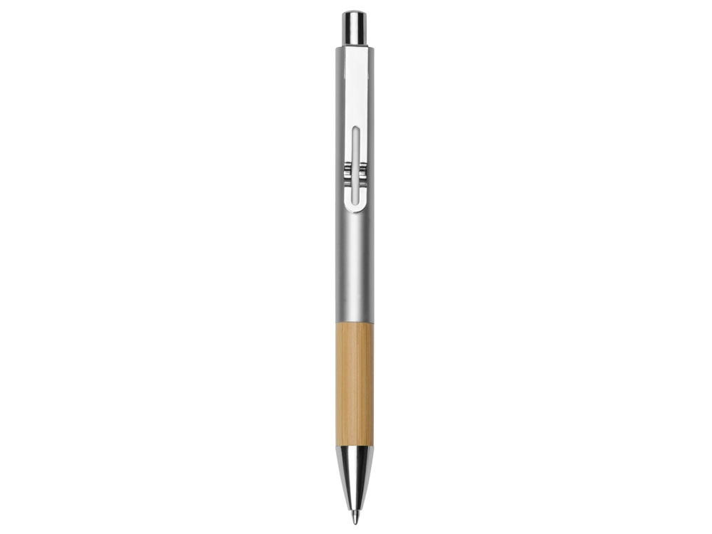 Ручка металлическая шариковая Sleek, серебристый/бамбук - фото 2 - id-p111798301