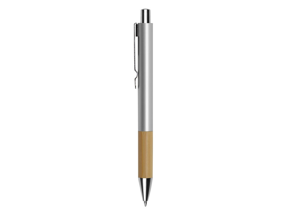 Ручка металлическая шариковая Sleek, серебристый/бамбук - фото 3 - id-p111798301