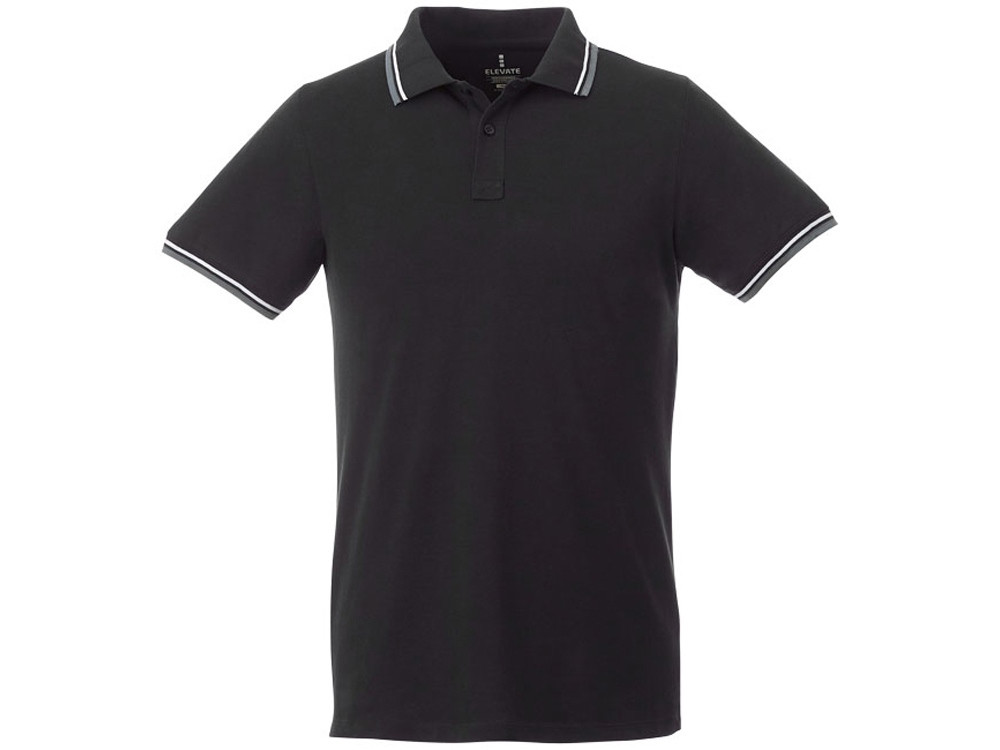 Мужская футболка поло Fairfield с коротким рукавом с проклейкой, черный/серый меланж/белый - фото 2 - id-p111792325