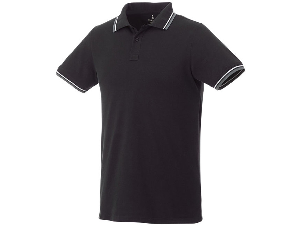 Мужская футболка поло Fairfield с коротким рукавом с проклейкой, черный/серый меланж/белый - фото 1 - id-p111792326