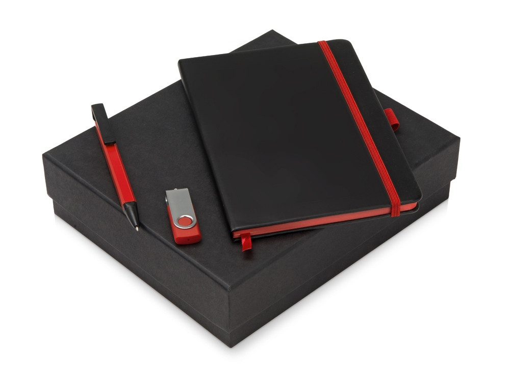 Подарочный набор Q-edge с флешкой, ручкой-подставкой и блокнотом А5, красный - фото 1 - id-p111790337