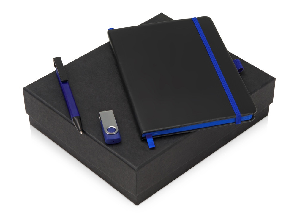 Подарочный набор Q-edge с флешкой, ручкой-подставкой и блокнотом А5, синий - фото 1 - id-p111790338