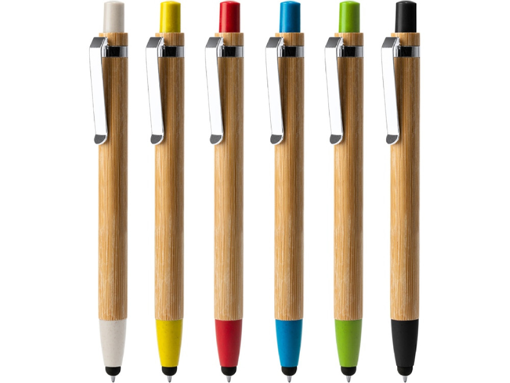 Ручка-стилус шариковая NAGOYA с бамбуковым корпусом, натуральный/красный - фото 4 - id-p111820351