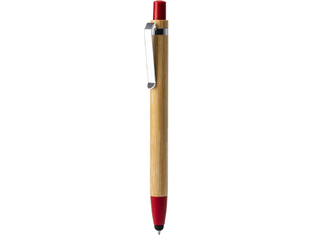 Ручка-стилус шариковая NAGOYA с бамбуковым корпусом, натуральный/красный - фото 5 - id-p111820351