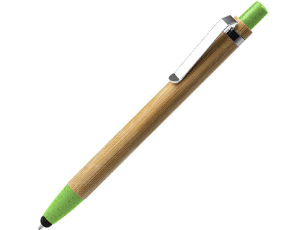 Ручка-стилус шариковая NAGOYA с бамбуковым корпусом, натуральный/зел.яблоко - фото 1 - id-p111820352