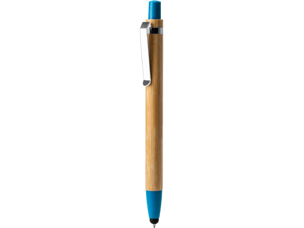 Ручка-стилус шариковая NAGOYA с бамбуковым корпусом, натуральный/голубой - фото 3 - id-p111820353