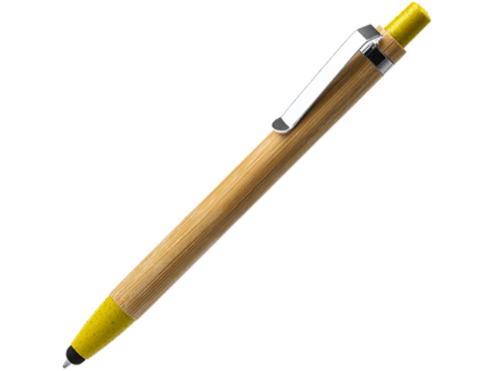 Ручка-стилус шариковая NAGOYA с бамбуковым корпусом, натуральный/желтый - фото 1 - id-p111820355